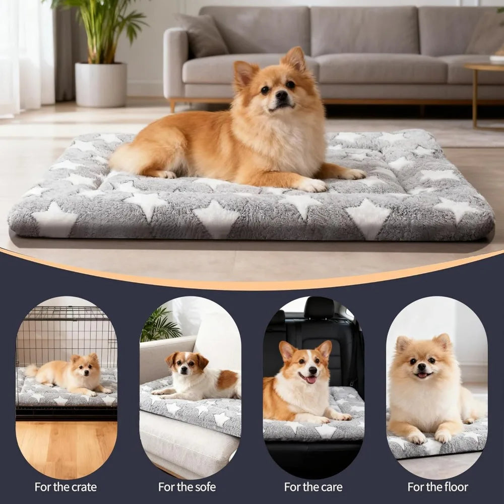 All Season Reversible Machine Washable Dog Bed Mat Plush Canvas