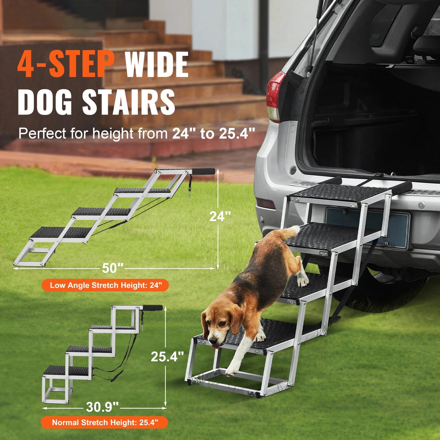 SucceBuy Folding Dog Car Steps Portable Aluminum Pet Stair