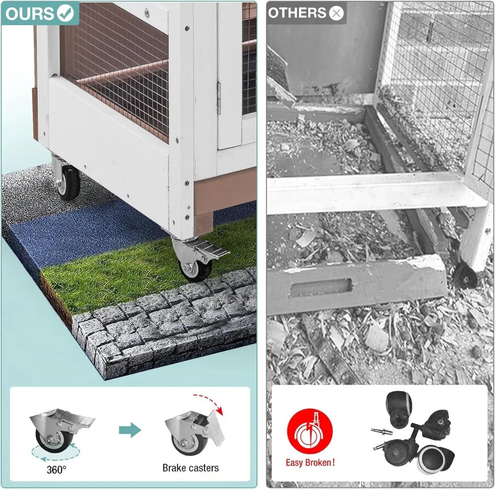 Indoor Rabbit Hutch And Guinea Pig Cage With Sliding Trays And Ramp