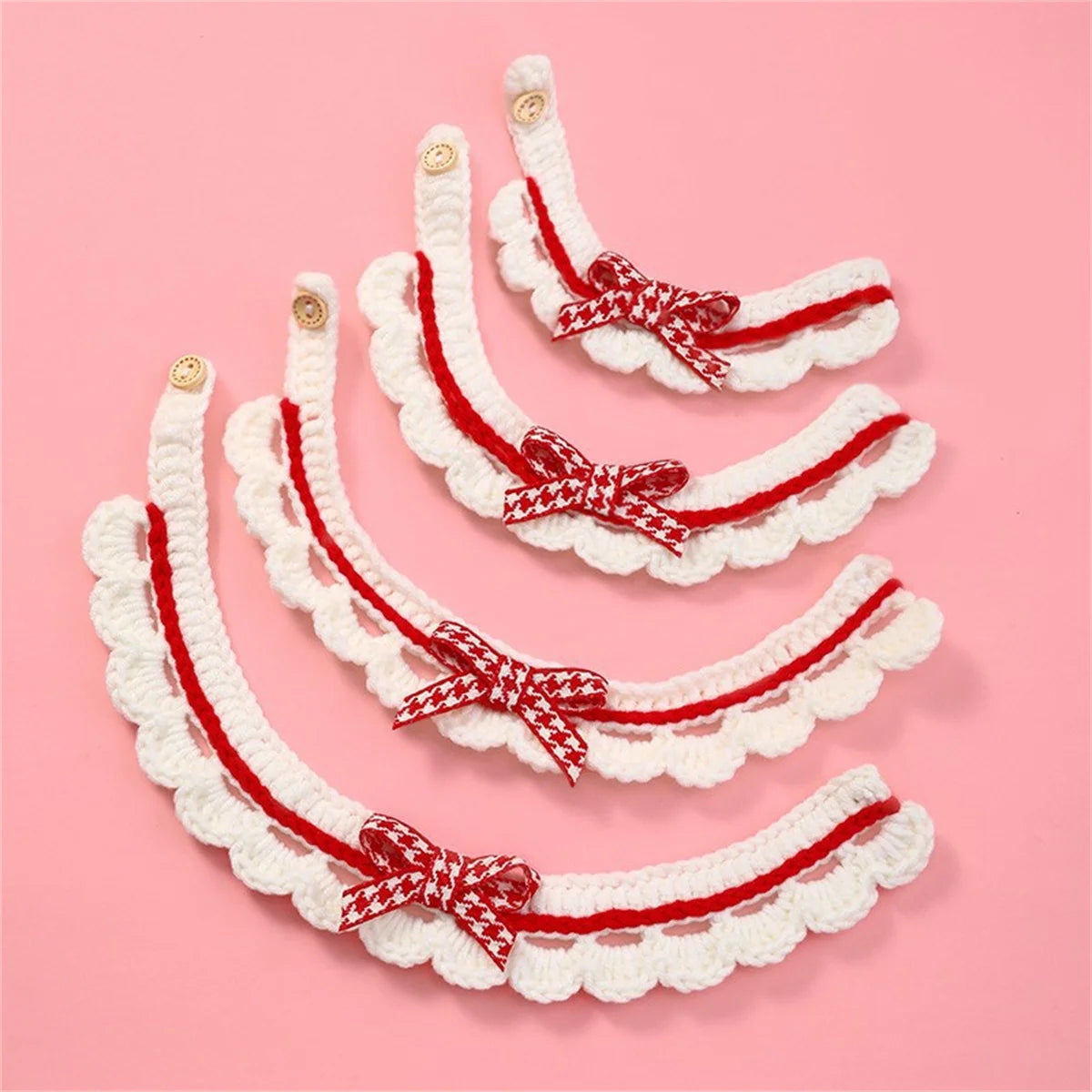 Decorative Bow Knot Knitted Pet Collar For Cats And Dogs