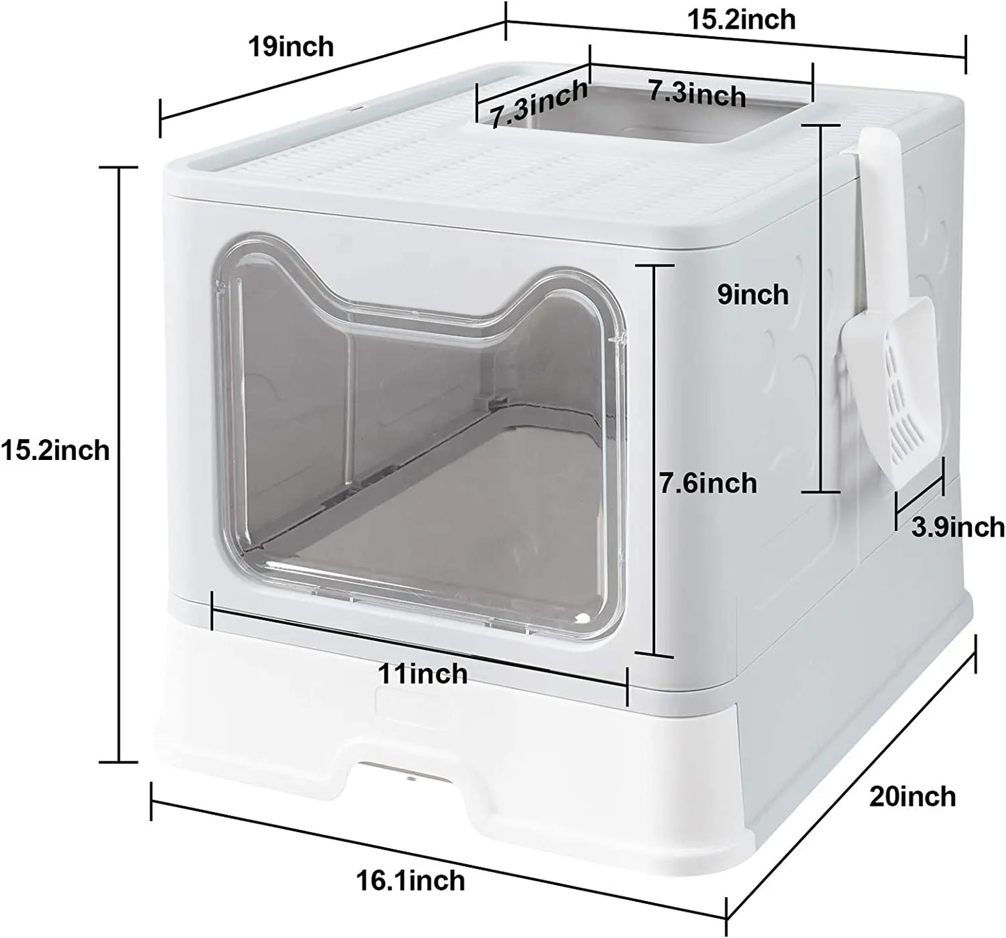 Cat Litter Box Foldable Hooded With Scoop And Drawer