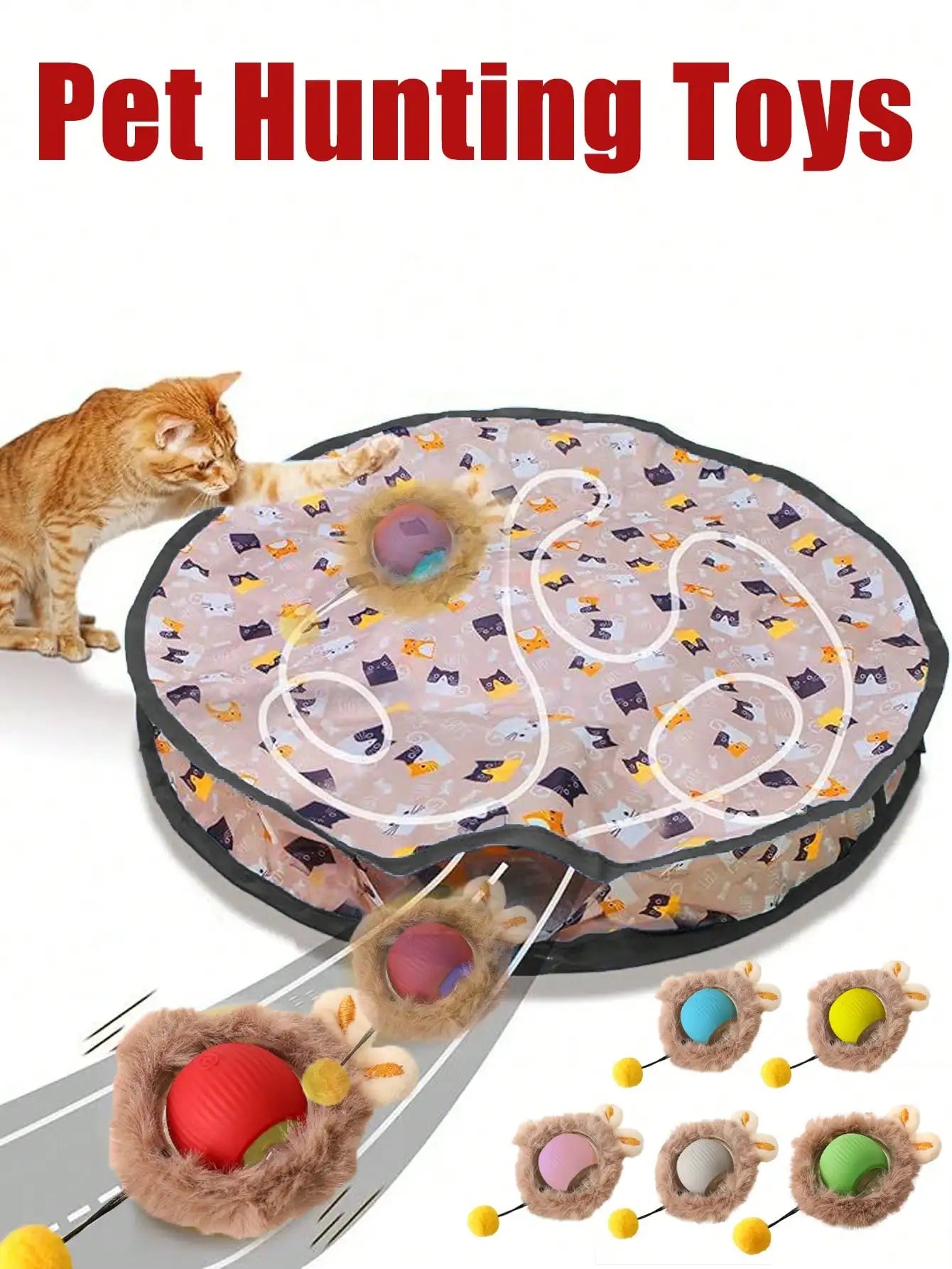 Cat Hunting Toy Set Electric Ball Toy With Lighting Rechargeable