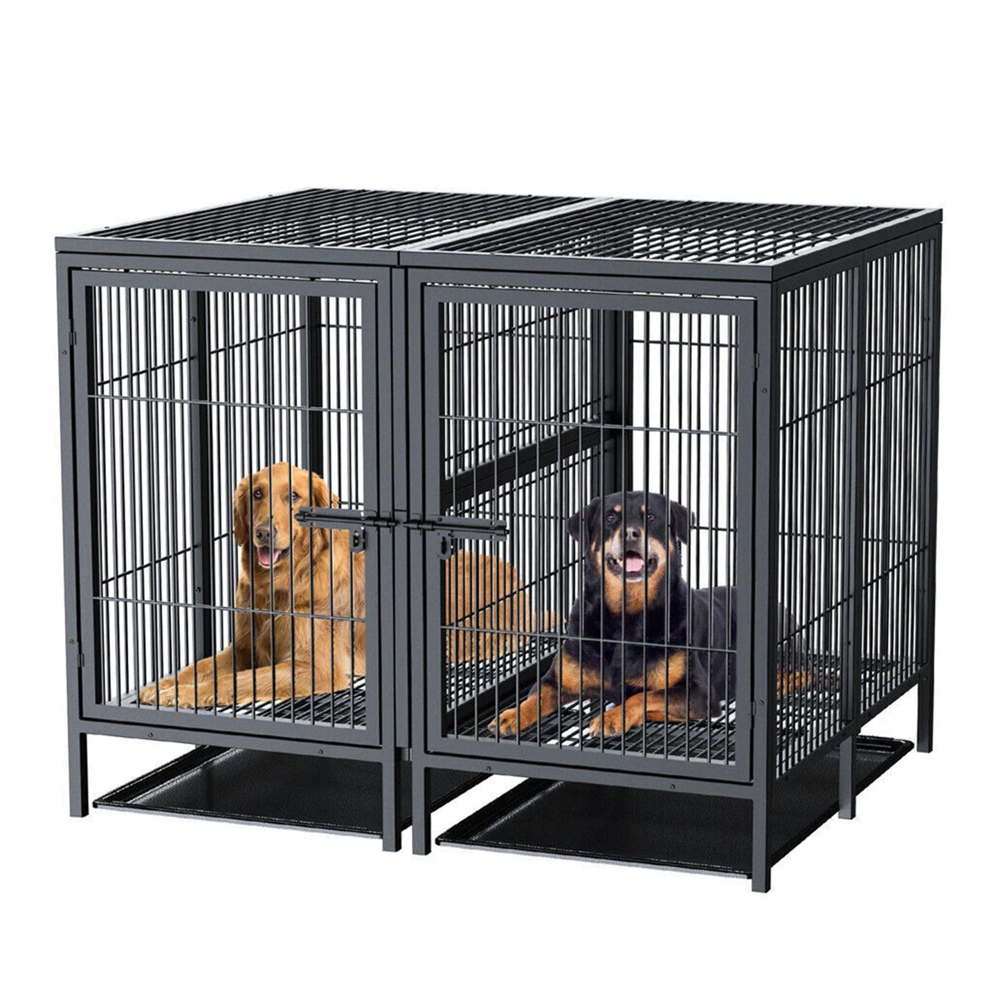 BINGOPAW Heavy Duty Metal Dog Cage With Playpen And Tray