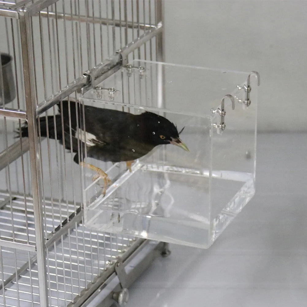 HiMISS Transparent Acrylic Hanging Bird Bath Box Accessory