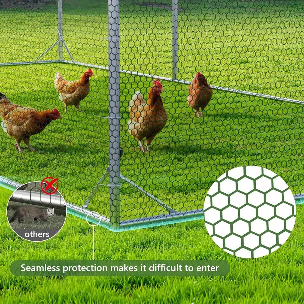 Metal Chicken Coop With Run Lock Feeding Door Outdoor Use