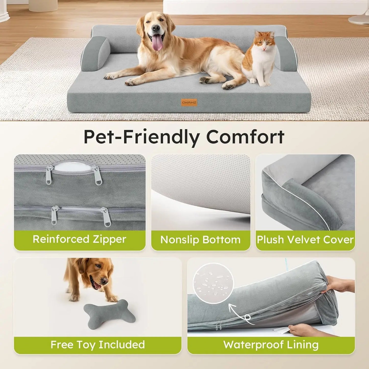 Orthopedic Cooling Memory Foam Dog Bed With Waterproof Cover