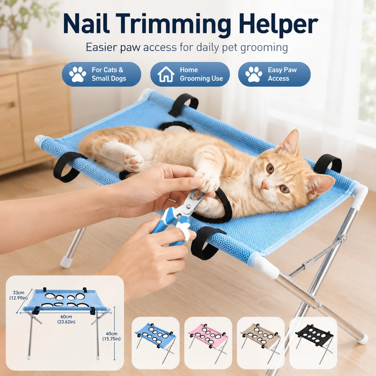 Foldable Pet Grooming Table With Breathable Mesh Platform