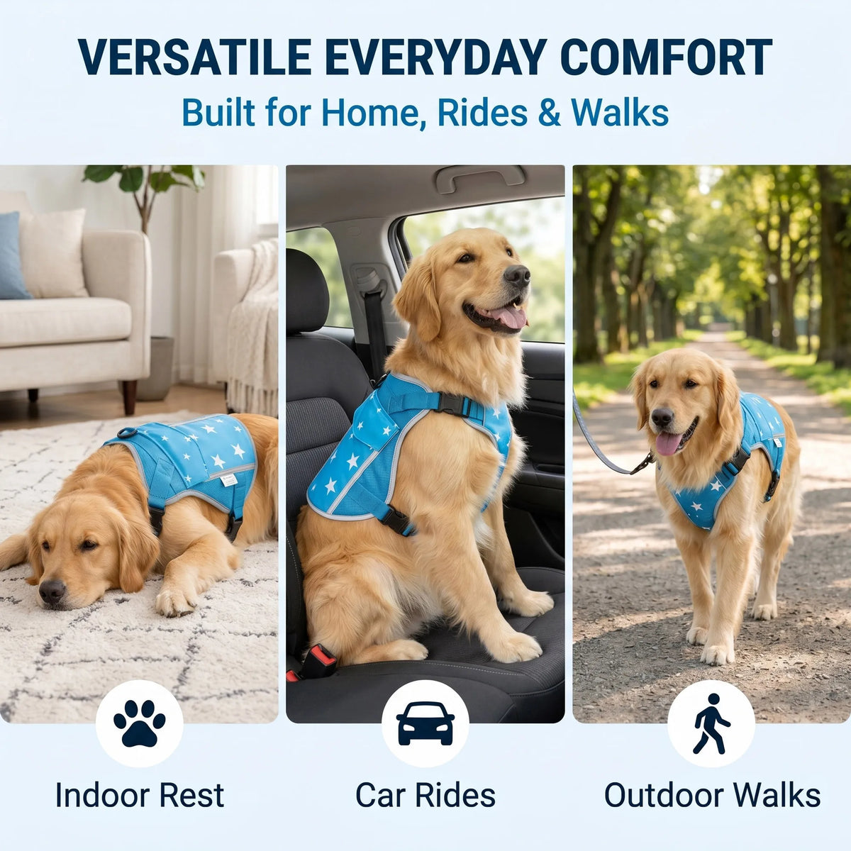 Pet Dog Cooling Vest Harness Jacket With Freezer Packs
