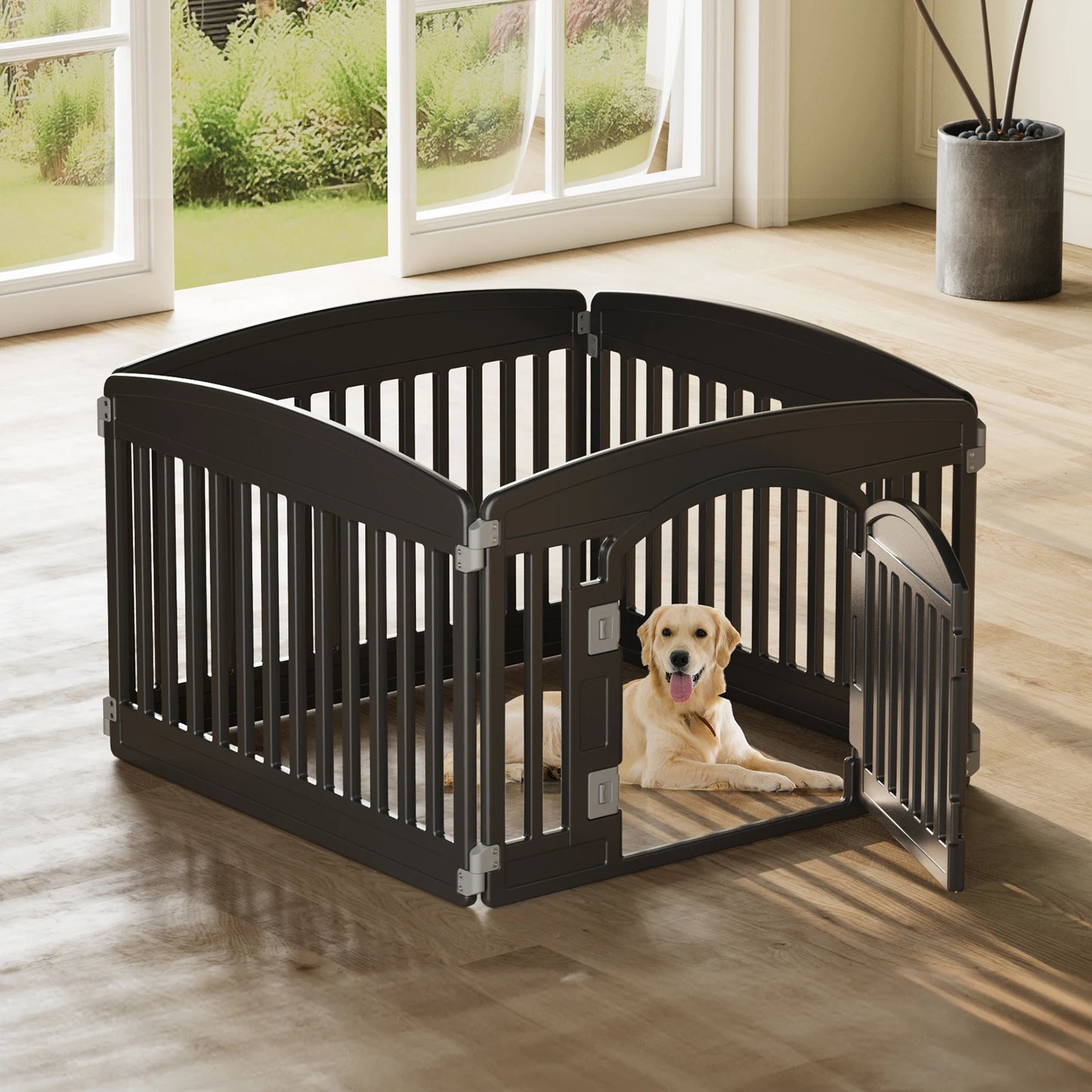 JHK Plastic Dog Playpen 6 Panel Portable Puppy Fence