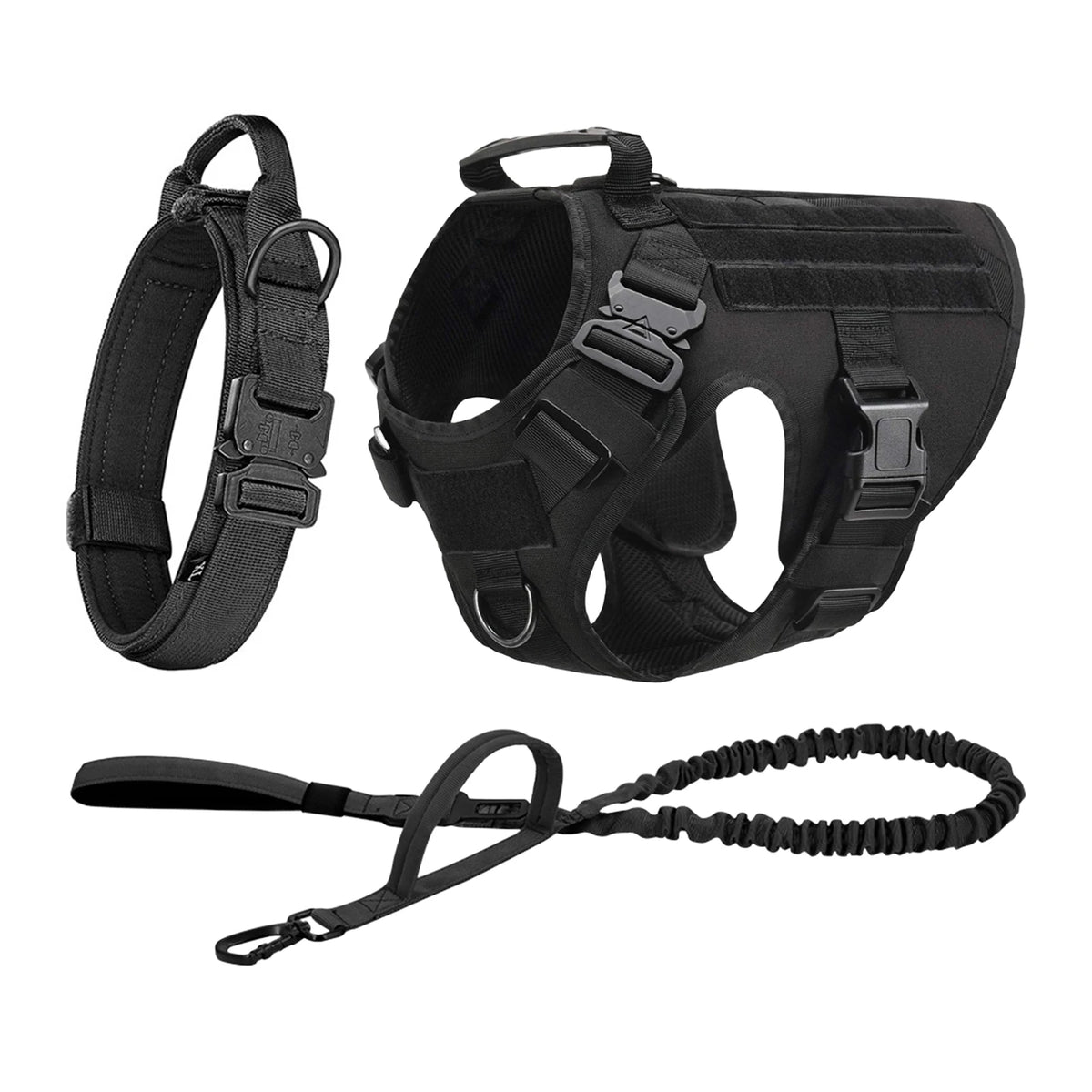 Adjustable Padded Nylon Tactical Dog Harness With Quick Release Buckle