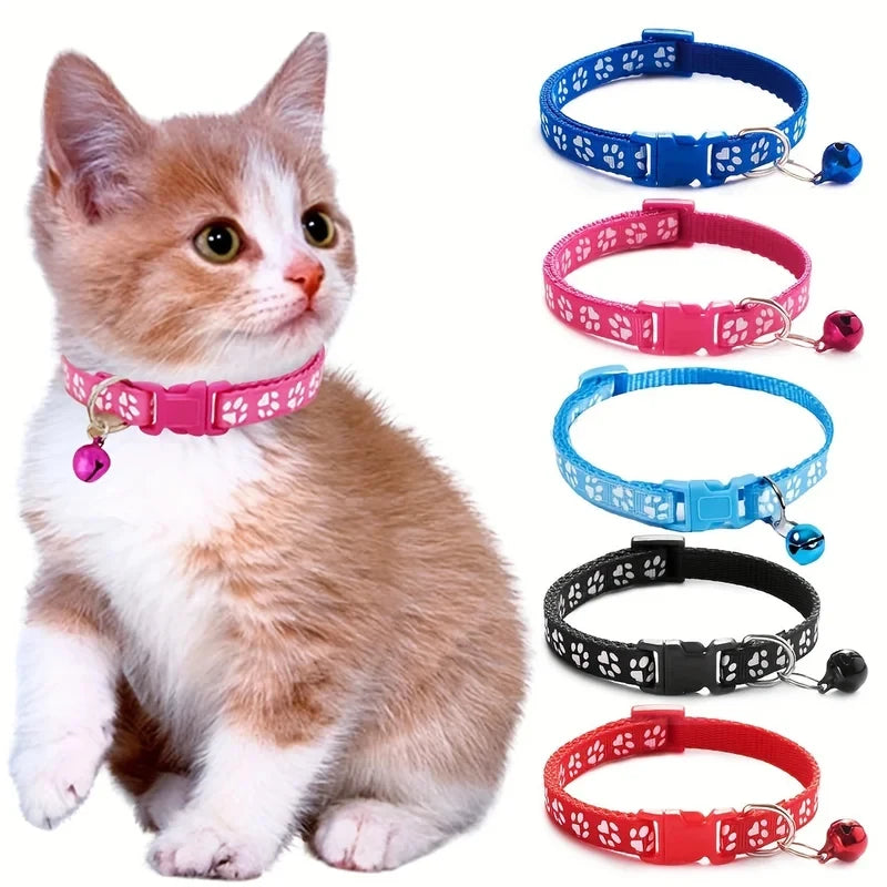 Adjustable Patterned Cat Collar With Safety Bell For Pets