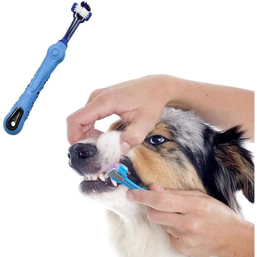Three Sided Dog Toothbrush For Pet Dental Care Tartar Removal