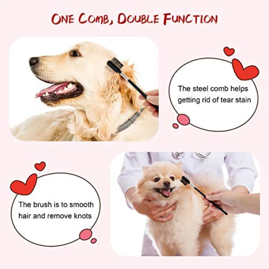 Small Dogs Grooming Comb Kit 2 In 1 TearStain Remover