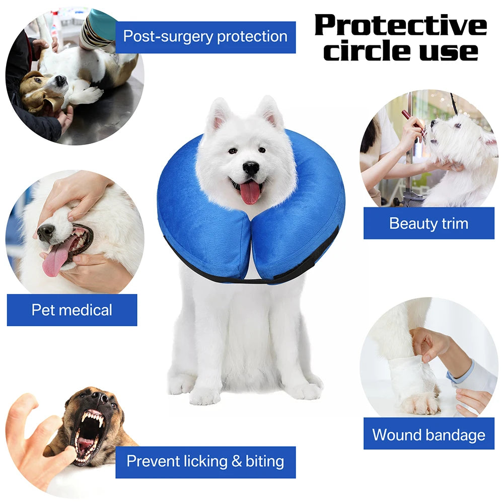 Inflatable Postoperative Dog Collar for Pets Recovery and Protection
