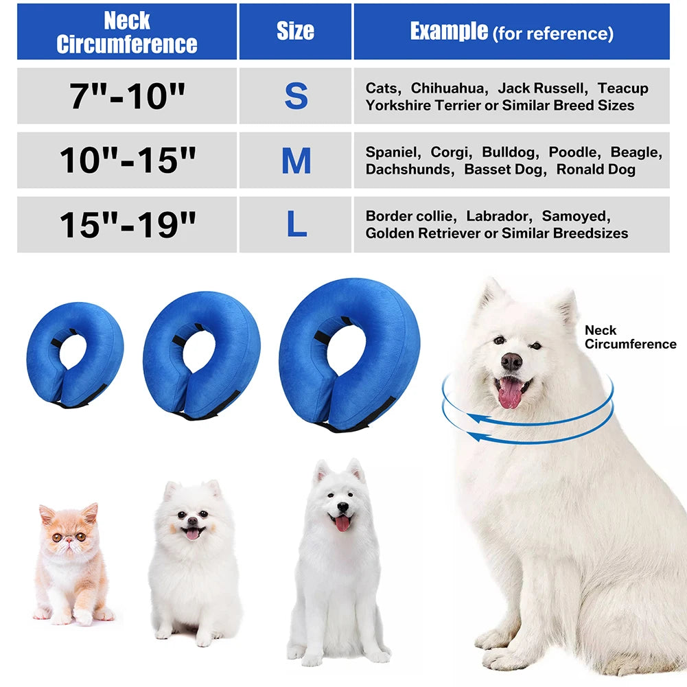 Inflatable Postoperative Dog Collar for Pets Recovery and Protection