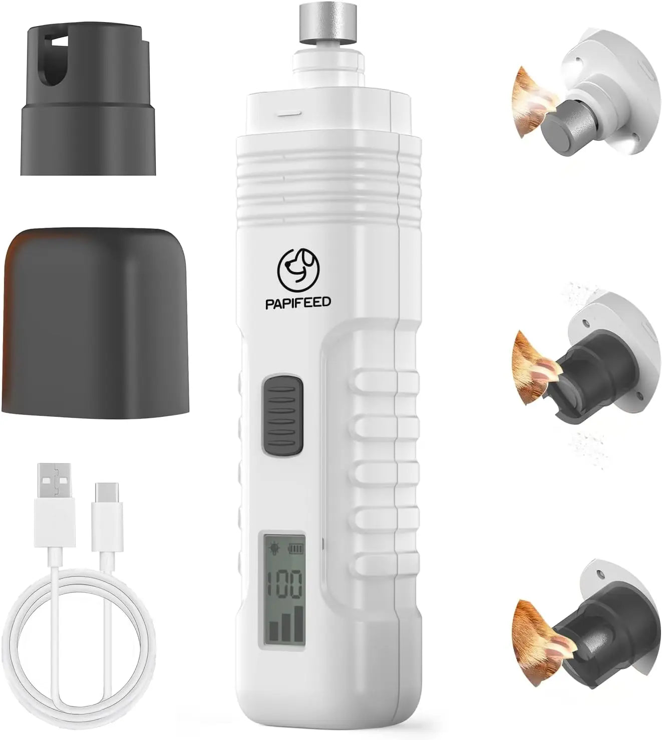 Quiet Electric Dog Nail Grinder With LCD Display LED Light