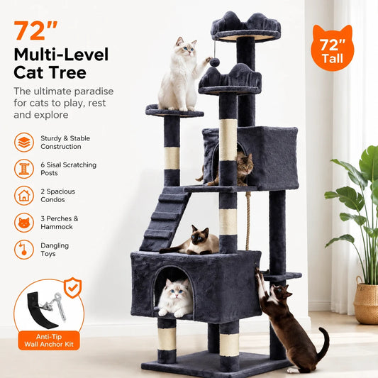 Premium Multi Level Cat Tower Featuring Sisal Scratching Posts