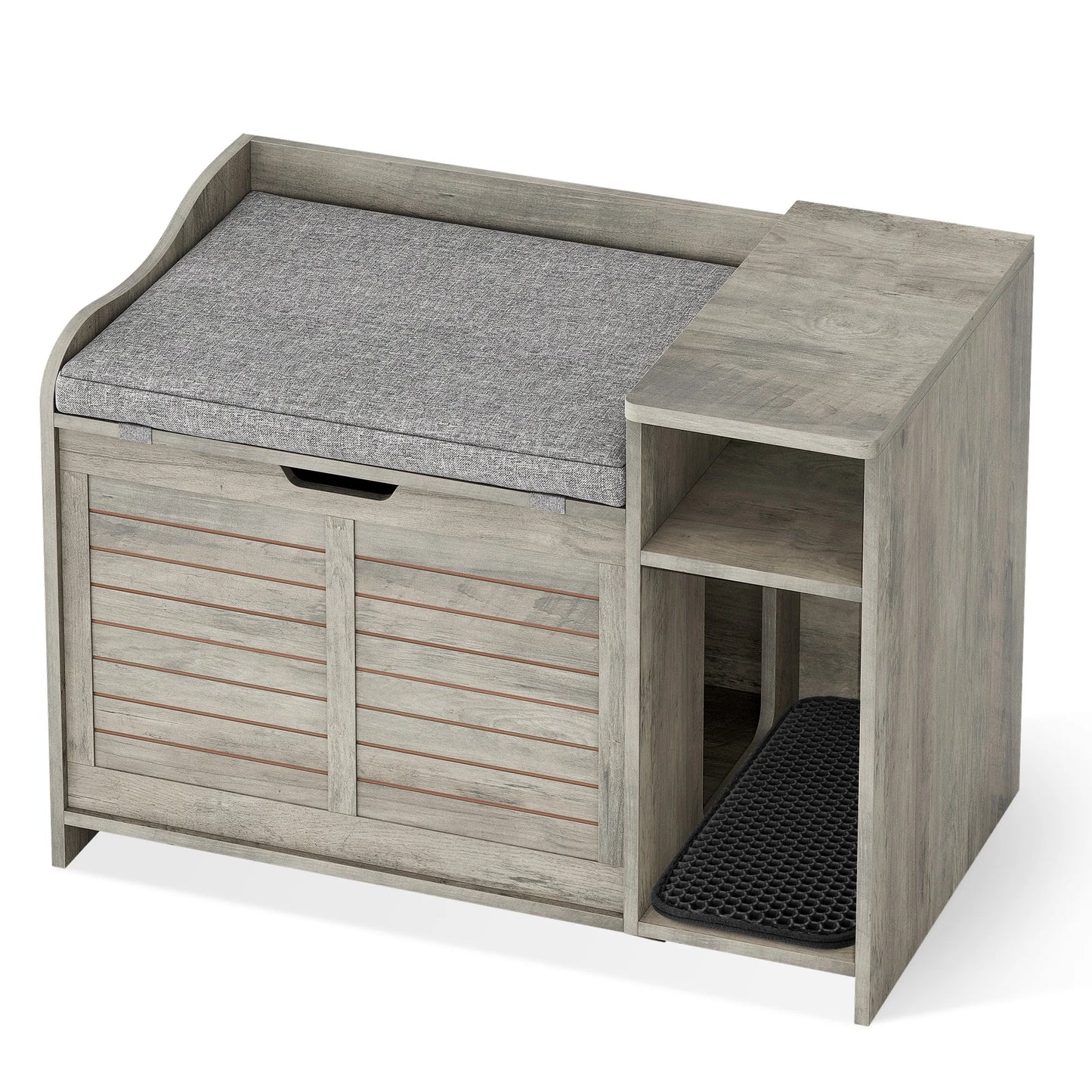 Hidden Wood Cat Litter Box Enclosure With Scratch Pad Easy Assembly