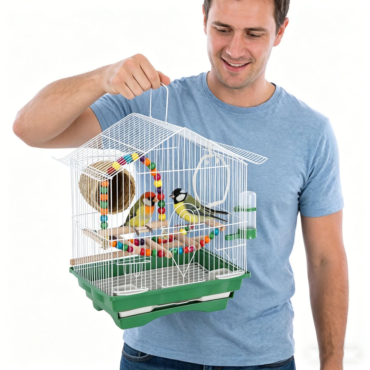 Small Bird Travel Cage With Perch For Parakeet Parrotlet