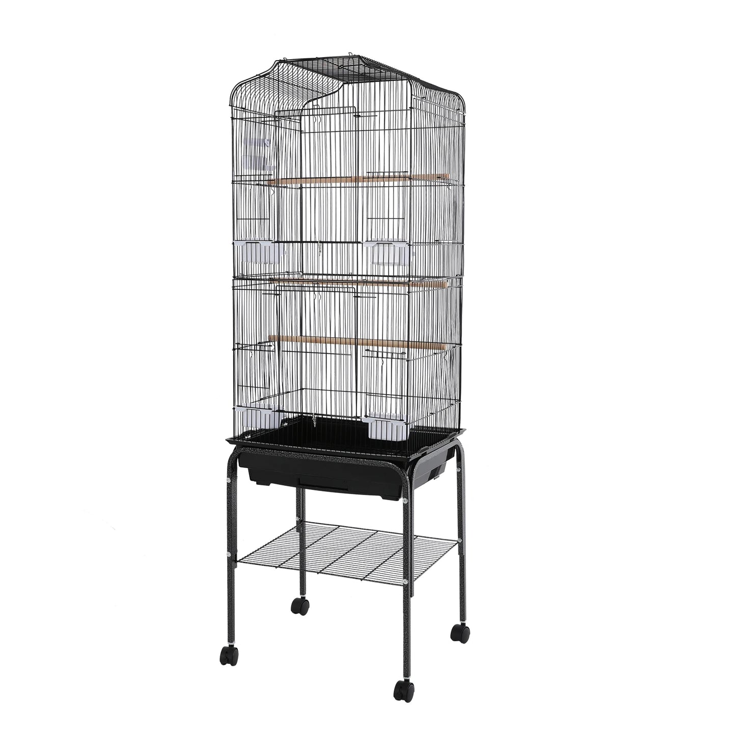 Bird Cage With Stand And Wheels Lockable Door For Home