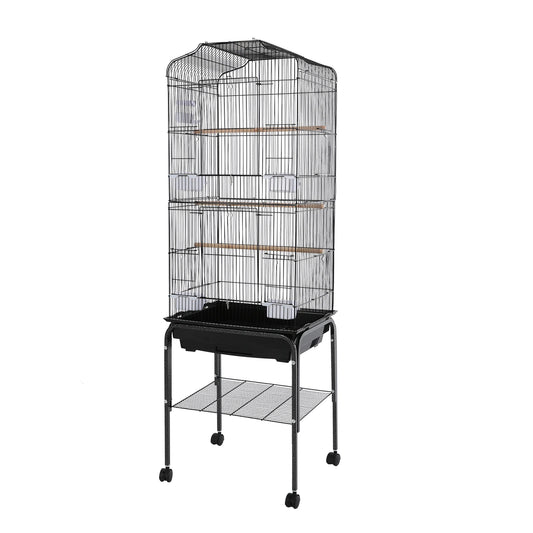 Bird Cage With Stand And Wheels Lockable Door For Home