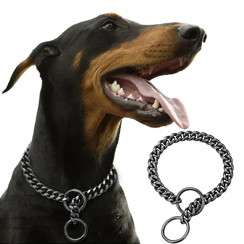 Stainless Steel Chain Collar For Dogs Cuban Link Design