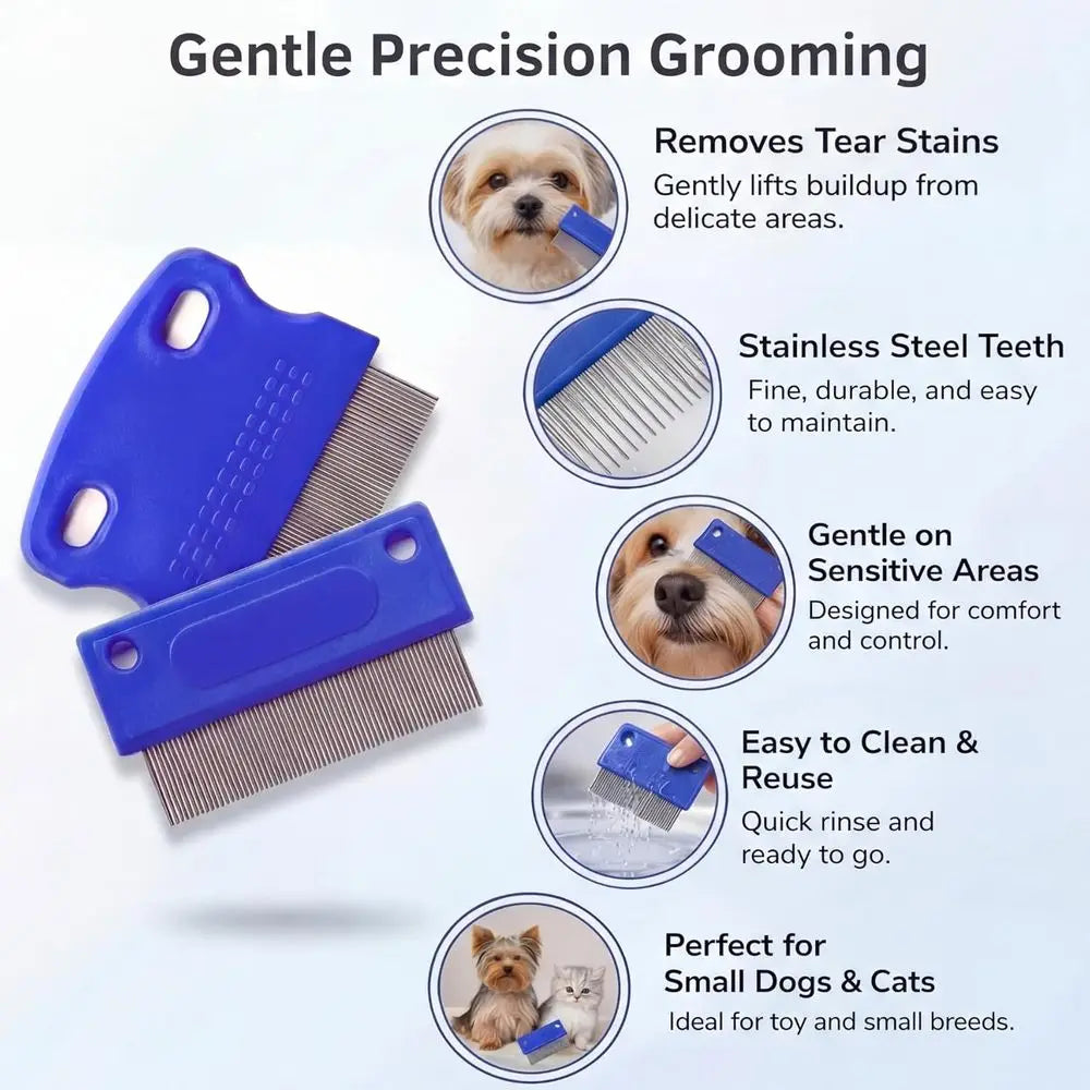 Tear Stain Remover Comb Set for Dogs and Cats Grooming
