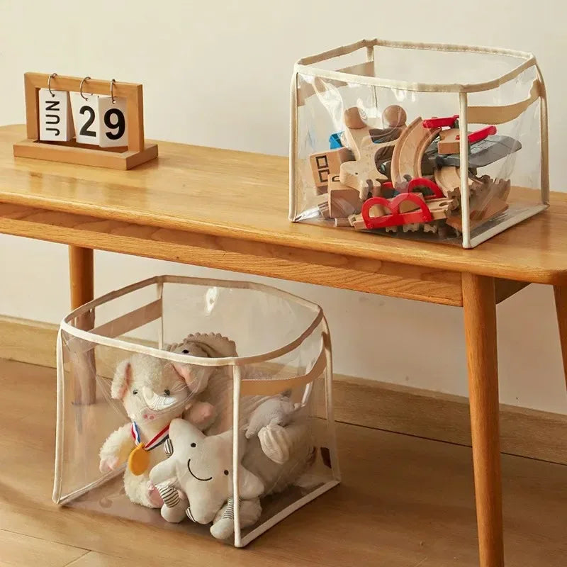 Transparent Large Toy Storage Basket For Kids Household Organizer