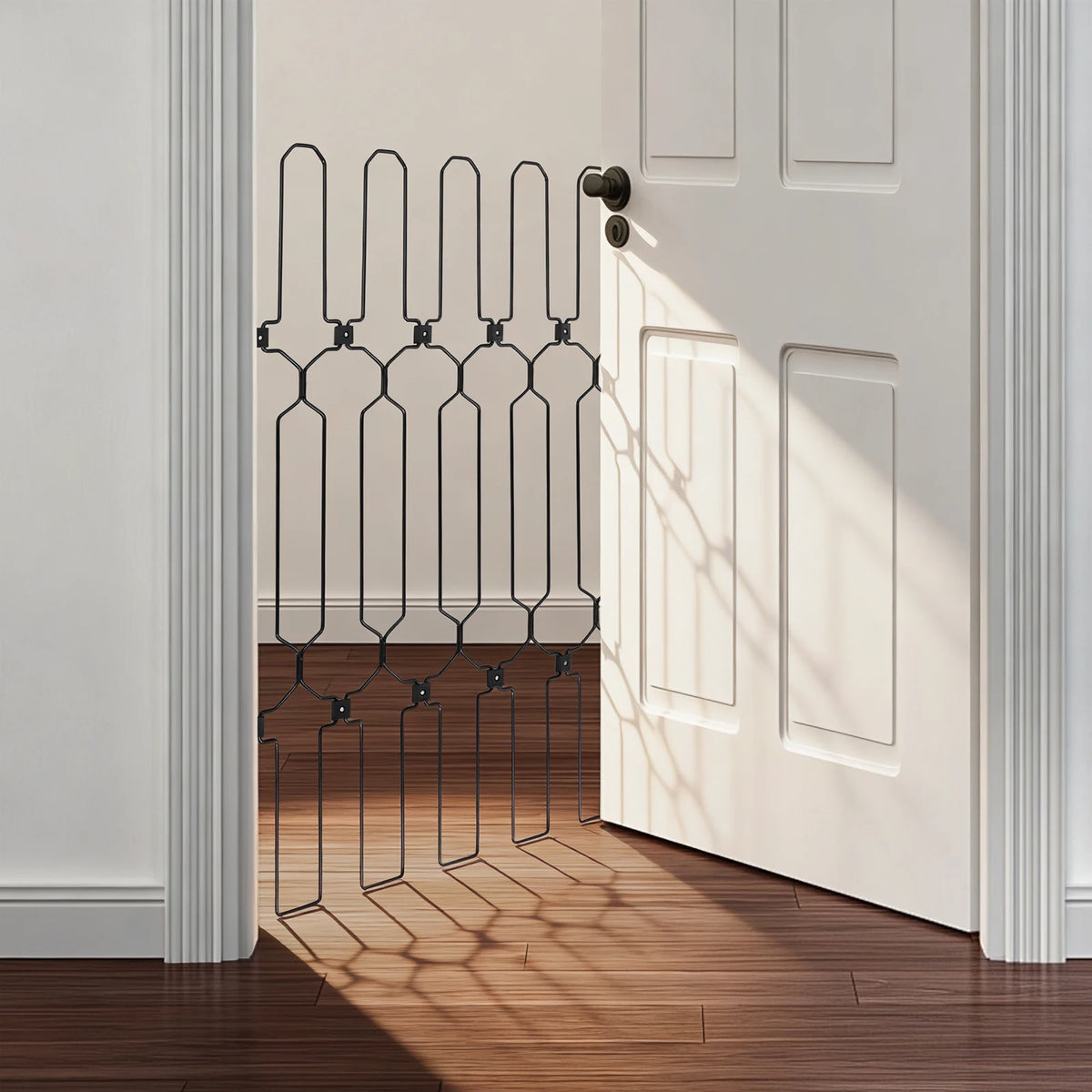 Bymaocar Metal Retractable Pet Gate Secure Doorway Barrier