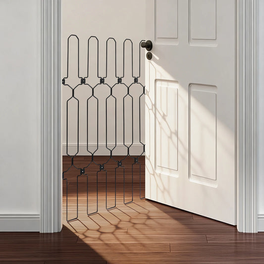 Bymaocar Metal Retractable Pet Gate Secure Doorway Barrier