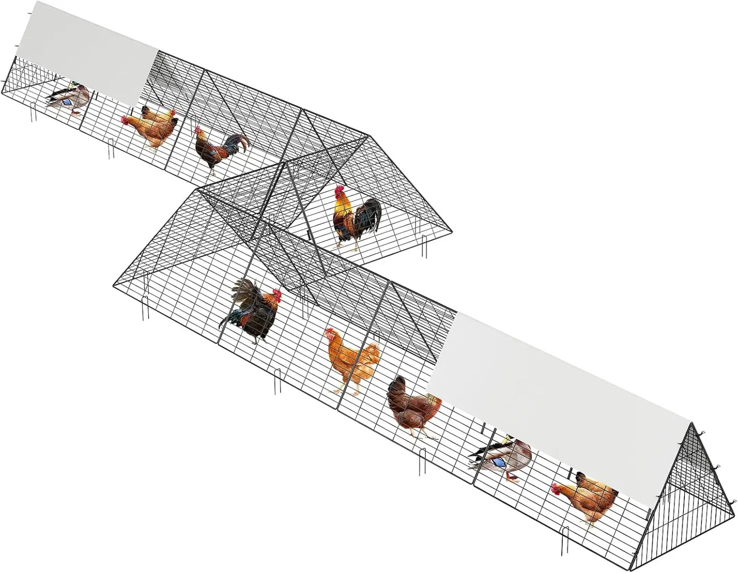 HiMISS Heavy Duty Metal Chicken Tunnel Outdoor Yard Weatherproof Cage