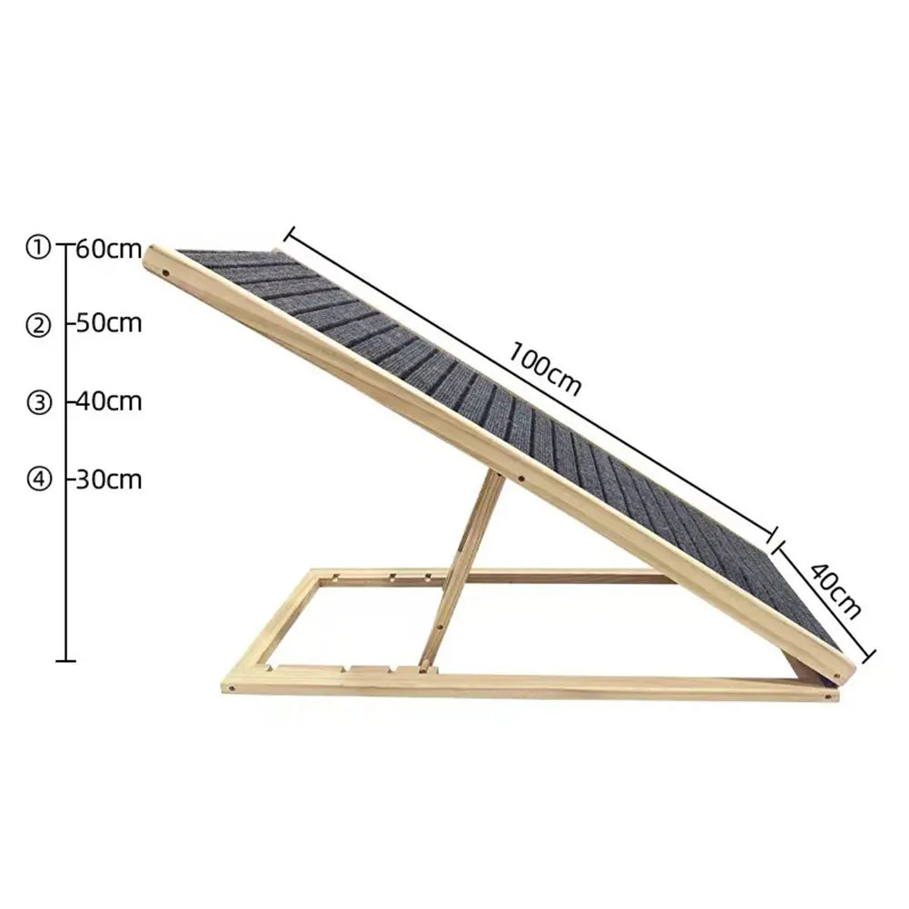 Wooden Foldable Pet Ladder Nonslip Adjustable Height For Pets