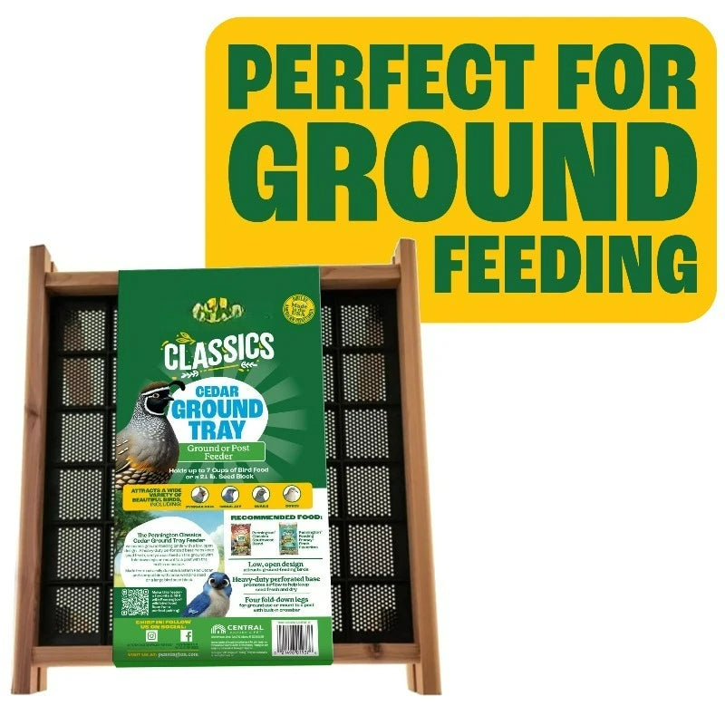 Red Cedar Wild Bird Ground Feeder With Folding Legs