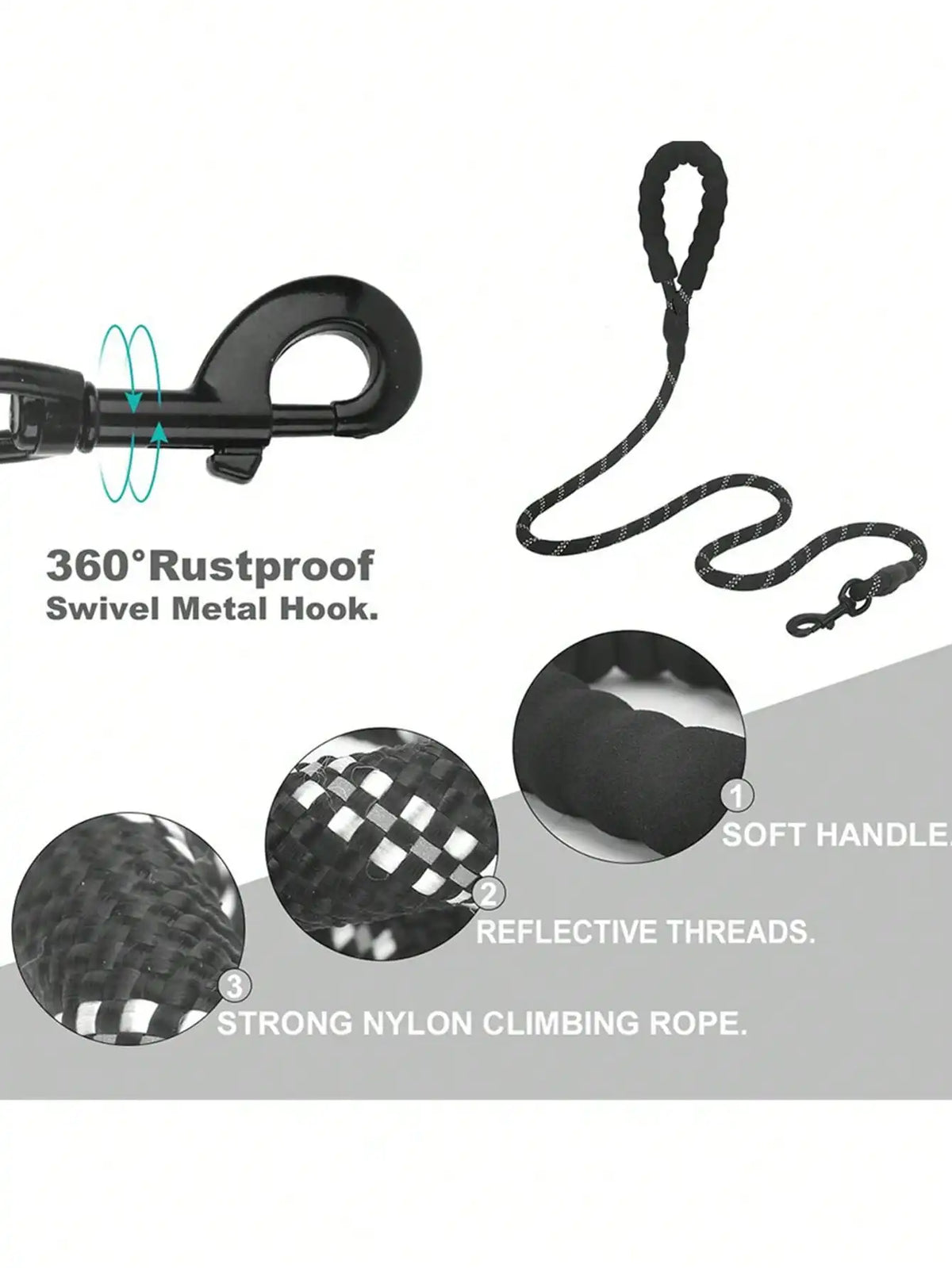 Sturdy Reflective Nylon Dog Leash With Comfortable Soft Foam Handle