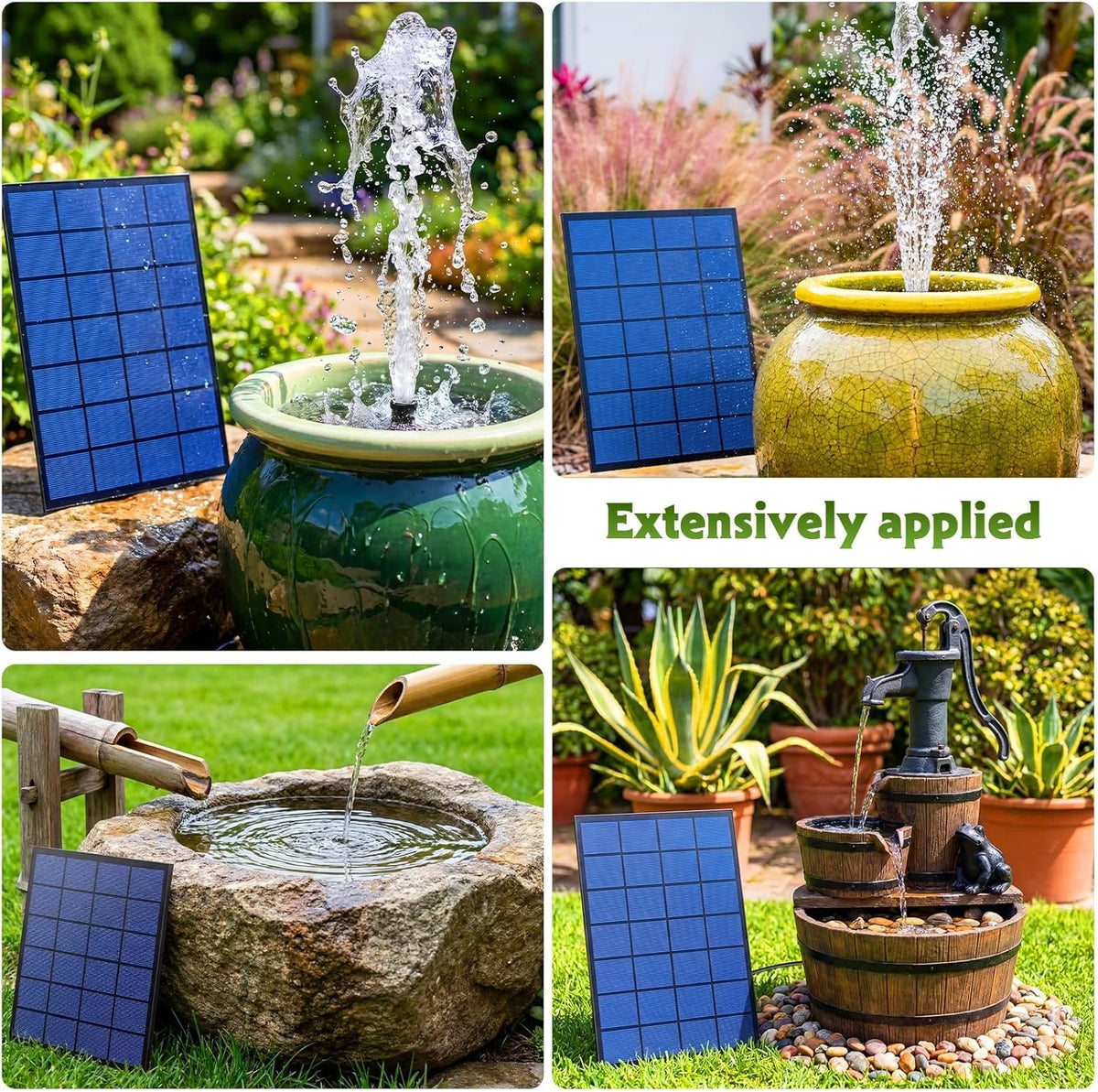 Solar Fountain Pump 6 Nozzles Water Pipe For Bird Bath Garden
