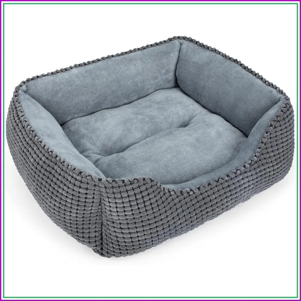 Rectangle Washable Calming Orthopedic Dog Bed With Anti Slip Bottom
