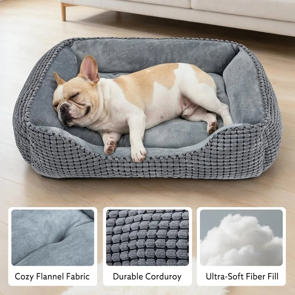 Rectangle Washable Calming Orthopedic Dog Bed With Anti Slip Bottom