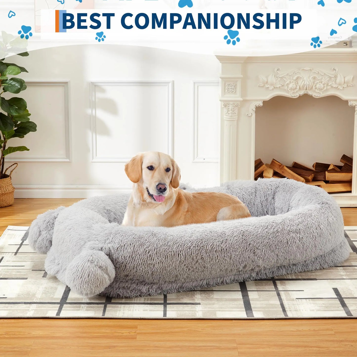 HiMISSCN Dog Bed For Adults With Removable Washable Cover Blanket