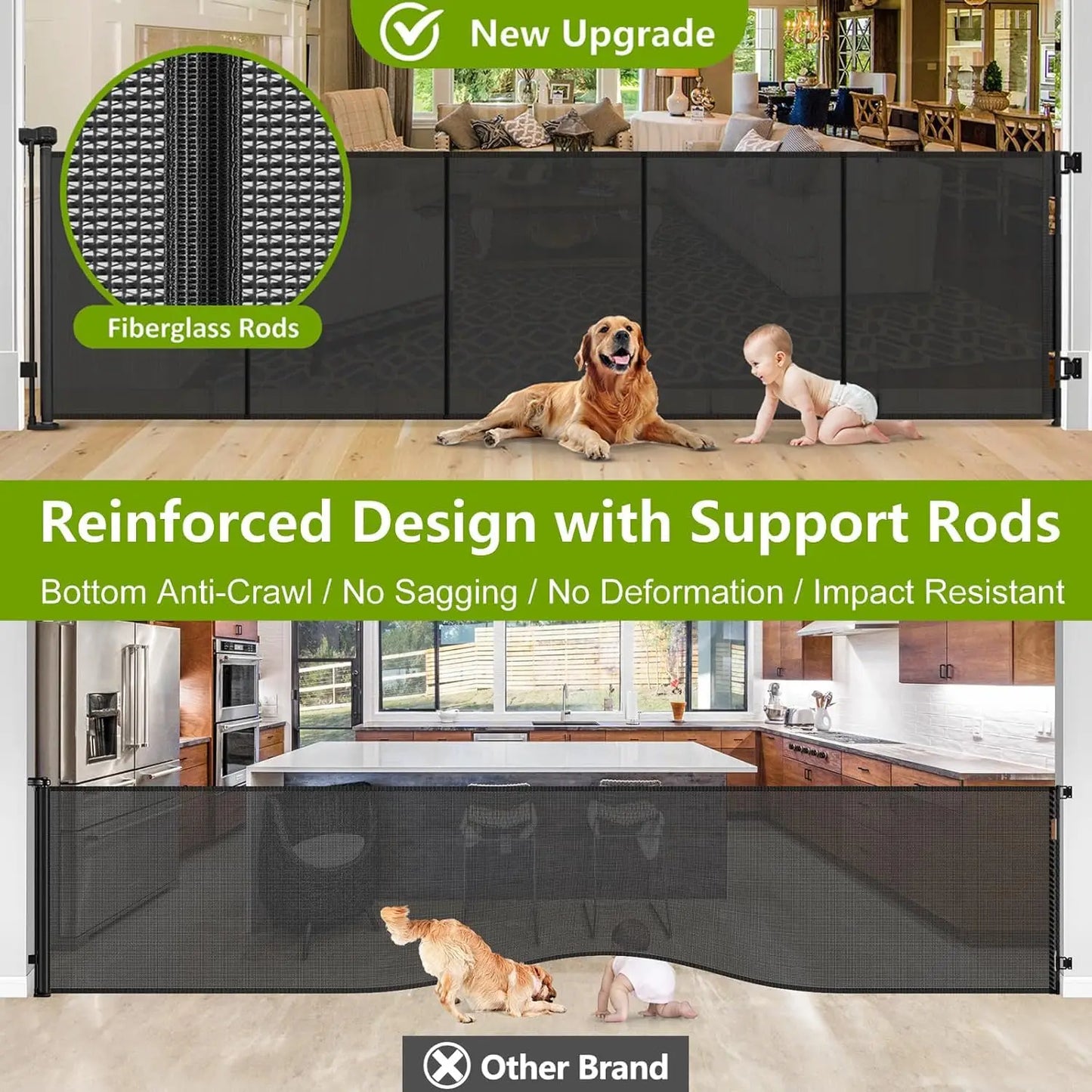 Retractable Dog Gate Barrier For Indoor And Outdoor Use