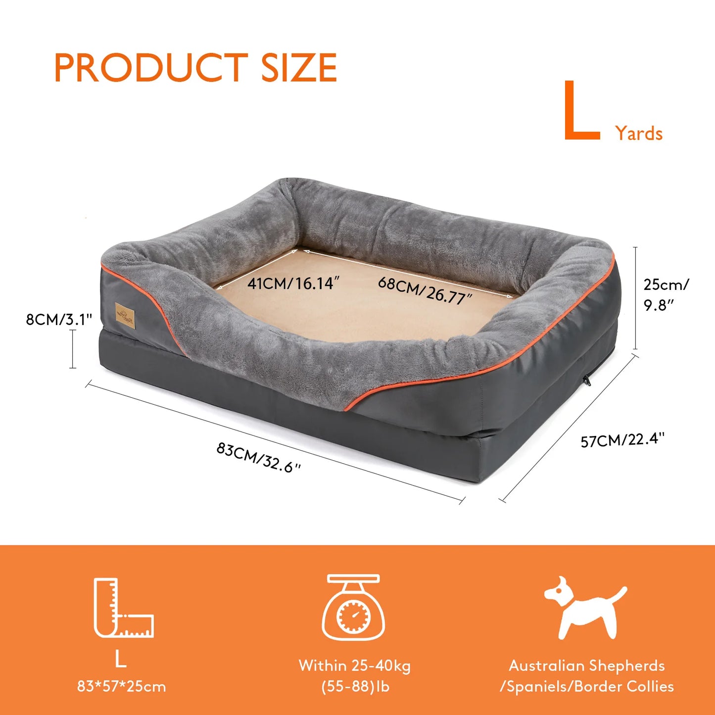 BINGOPAW Large Dog Bed Warm Fleece Anti Allergy Removable Cover
