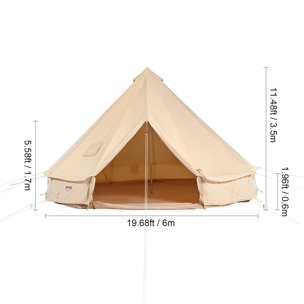 SucceBuy Four Season Canvas Bell Tent For Outdoor Camping